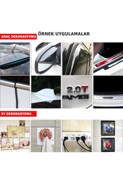 15 Metre 10mm Çift Taraflı Slikon Bant Ultra Güçlü Dayanıklı Şeffaf - 4