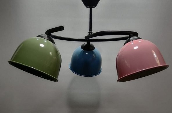 MYLİGHTS  ÜÇLÜ RENKLİ METAL SARKIT AVİZE - Resim 2