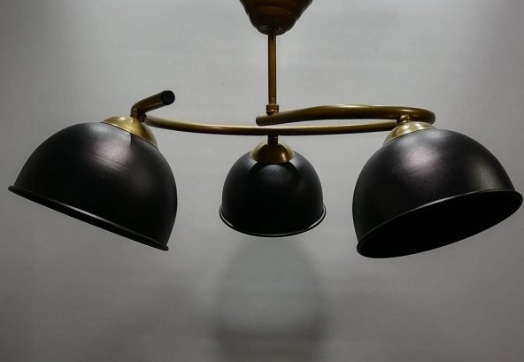 MYLİGHTS  MAT ALTIN SİYAH  BAŞLIKLI ÜÇLÜ METAL AVİZE - 2