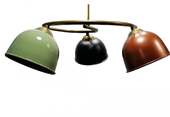 MYLİGHTS  RENKLİ METAL SARKIT AVİZE  ÜÇLÜ AVİZE