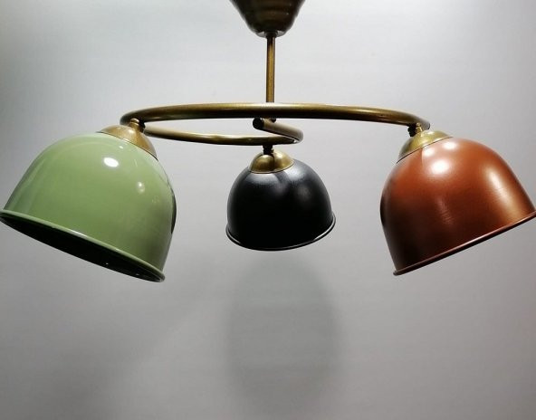 MYLİGHTS  RENKLİ METAL SARKIT AVİZE  ÜÇLÜ AVİZE - Resim 2