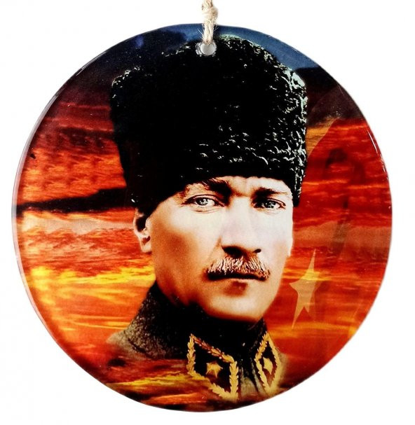 Kalpaklı Atatürk 15 Santimetre Füzyon Cam Duvar Süsü - Resim 2