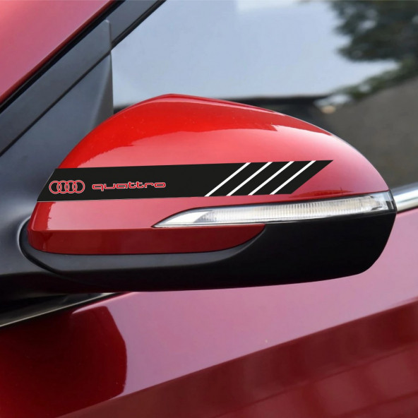 Audi Quattro Yan Aynalar Selefon Kaplama Sticker Seti