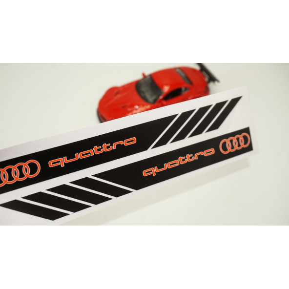 Audi Quattro Yan Aynalar Selefon Kaplama Sticker Seti - 2