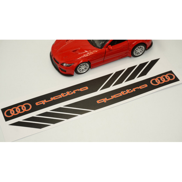 Audi Quattro Yan Aynalar Selefon Kaplama Sticker Seti - 4