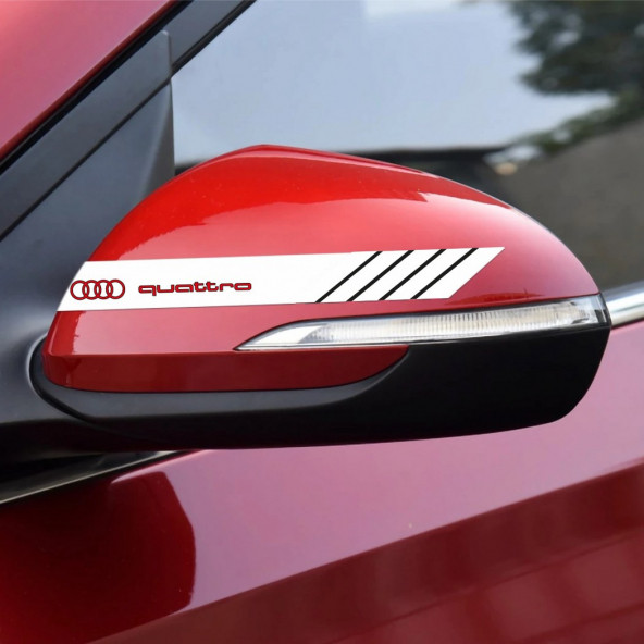 Audi Quattro Yan Aynalar Selefon Kaplama Sticker Seti