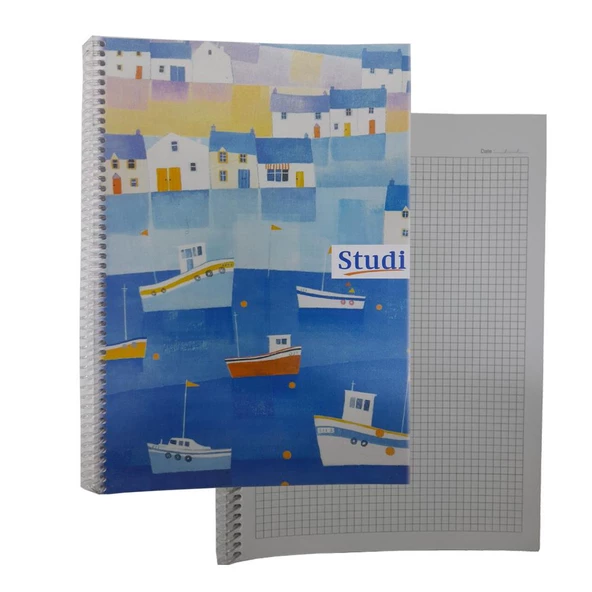 Kareli 72 Yaprak Spiralli Defter A4 Boy Desenli Plastik Kapak 1 Adet Studi 72 yp Spralli Plastik Kapak Kareli Defter - 6