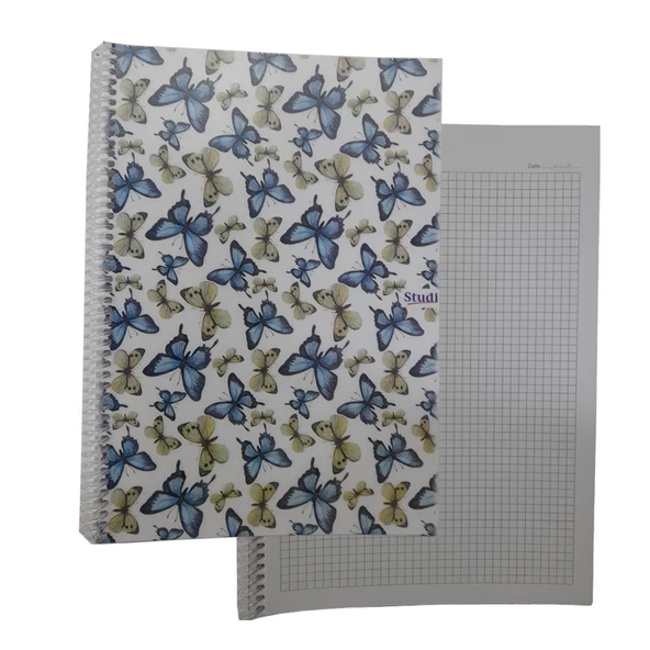 Kareli 72 Yaprak Spiralli Defter A4 Boy Desenli Plastik Kapak 1 Adet Studi 72 yp Spralli Plastik Kapak Kareli Defter - 4