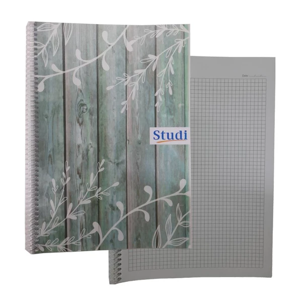 Kareli 72 Yaprak Spiralli Defter A4 Boy Desenli Plastik Kapak 1 Adet Studi 72 yp Spralli Plastik Kapak Kareli Defter - 2