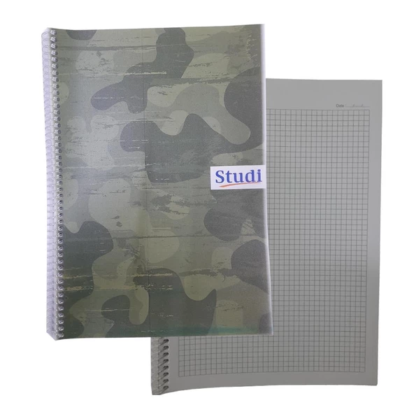 Kareli 72 Yaprak Spiralli Defter A4 Boy Desenli Plastik Kapak 1 Adet Studi 72 yp Spralli Plastik Kapak Kareli Defter - 3