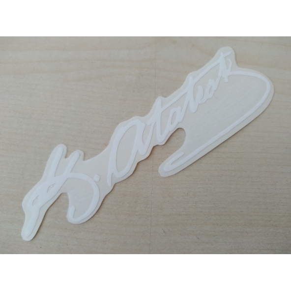K. ATATÜRK STİCKER Beyaz 12,5x3,5cm ATATÜRK İMZASI STİCKER, ATATÜRK ETİKETİ, ATATÜRK ÇIKARTMASI