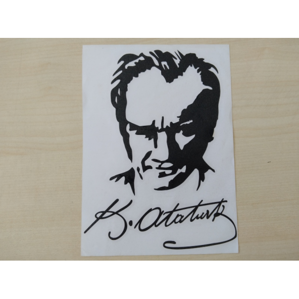 K. ATATÜRK STİCKER Siyah 17,5x12cm ATATÜRK SİLÜETİ STİCKER, ATATÜRK ETİKETİ, ATATÜRK ÇIKARTMASI