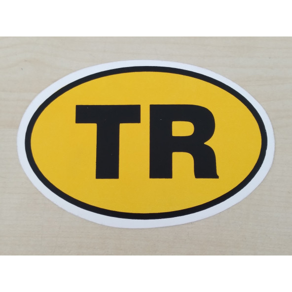 TR STİCKER 13x8,5cm Sarı OVAL TR YAZISI, TR ETİKETİ, TR ÇIKARTMASI