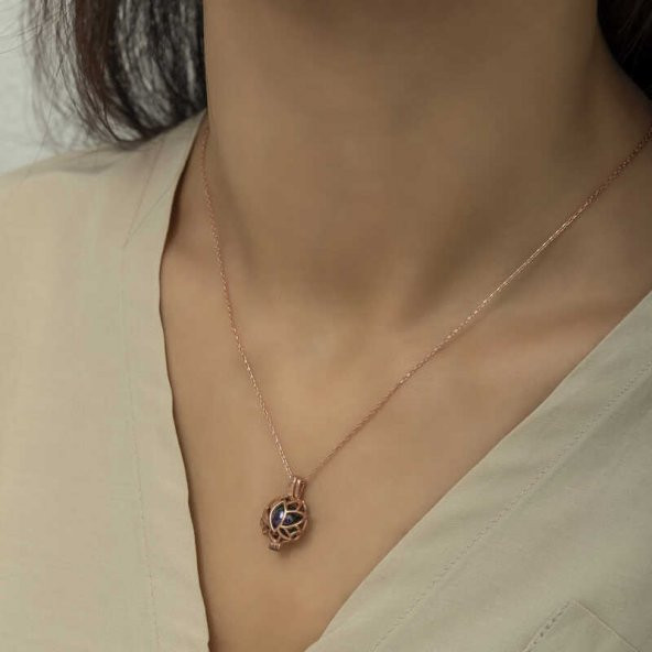 925 Ayar Gümüş Kafesli Lotus Bayan Gümüş Kolye - 3