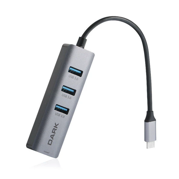 DARK USB3.1 TypeC - 3 x USB3.0 HUB ve 1 x Gigabit Ethernet DK-AC-U31X3GL - 4