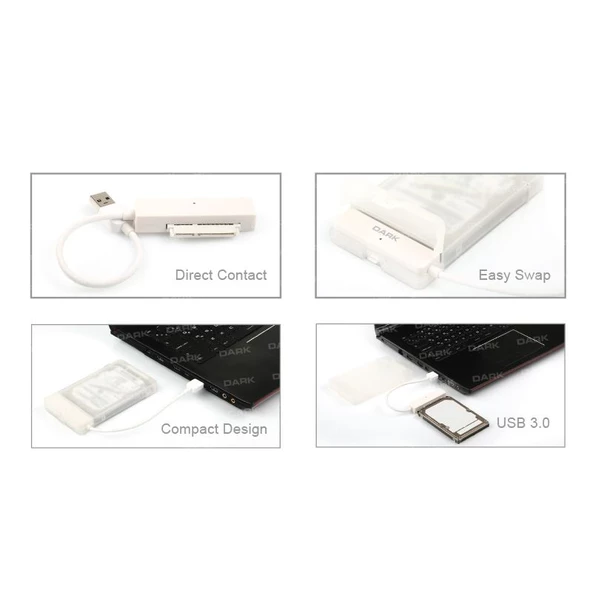 DARK Storex E24 2.5 USB 3.0 Çıkarılabilir Başlıklı Şeffaf SATA Disk Kutusu DK-AC-DSE24U3 - 2