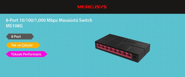 TP-LINK MERCUSYS MS108G 8 PORT 10/100/1000 MASAÜSTÜ SWITCH (YÖNETİLEMEZ) - 2