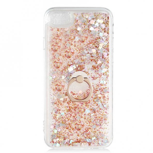 Apple iPhone 7 Kılıf Milce Simli Sıvılı Yüzüklü Kapak - 2