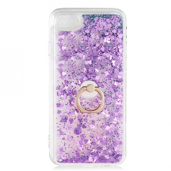 Apple iPhone 7 Kılıf Milce Simli Sıvılı Yüzüklü Kapak - 5