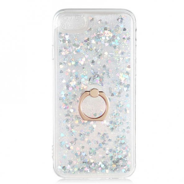 Apple iPhone 7 Kılıf Milce Simli Sıvılı Yüzüklü Kapak - 6