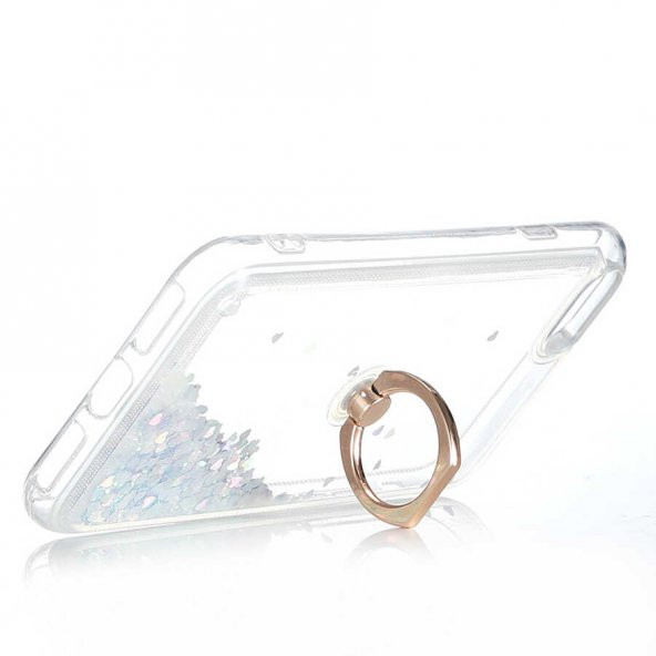 Apple iPhone 7 Kılıf Milce Simli Sıvılı Yüzüklü Kapak - 7