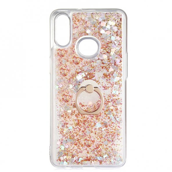 Samsung Galaxy A10S Kılıf Milce Simli Sıvılı Yüzüklü Kapak - 2