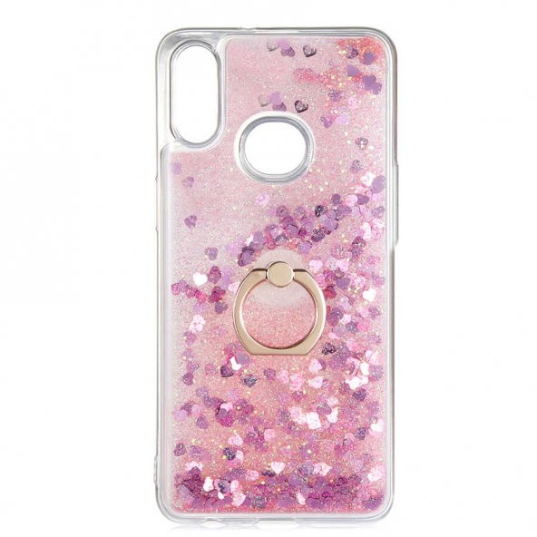 Samsung Galaxy A10S Kılıf Milce Simli Sıvılı Yüzüklü Kapak - 3