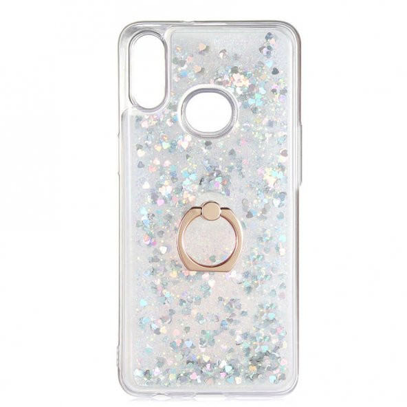 Samsung Galaxy A10S Kılıf Milce Simli Sıvılı Yüzüklü Kapak - 5