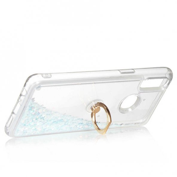 Samsung Galaxy A10S Kılıf Milce Simli Sıvılı Yüzüklü Kapak - 7