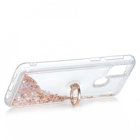 Samsung Galaxy M31 Kılıf Milce Simli Sıvılı Yüzüklü Kapak - 7