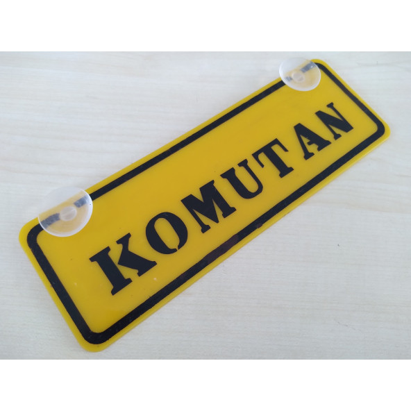 SARI DEKOR PLAKA - KOMUTAN (22x7,5cm) vantuzlu Pleksi (Dekor Levha) SARI PLAKA