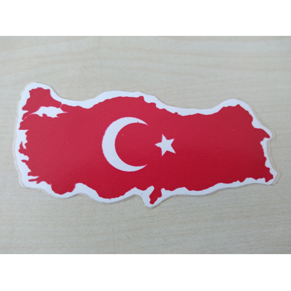 TÜRKİYE HARİTASI STİCKER 10,5x4,5cm TÜRK BAYRAĞI STİCKER - AYYILDIZ ÇIKARTMASI, AY YILDIZ ETİKETİ