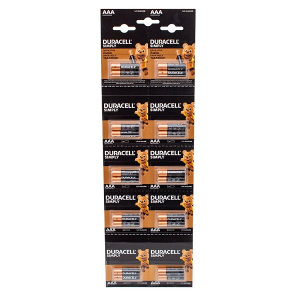 Duracell 1.5V İnce AAA 20li Alkalin Pil LR03/MN20 - 2