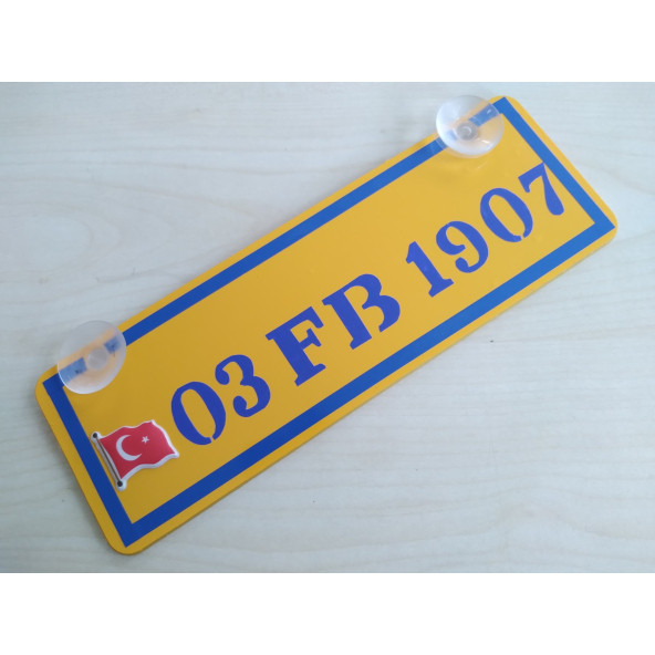 SARI DEKOR PLAKA - 34 FB 1907 kişiye özel (22x7,5cm) SARI LACİVERT PLAKA vantuzlu Pleksi Dekor Levha - 5