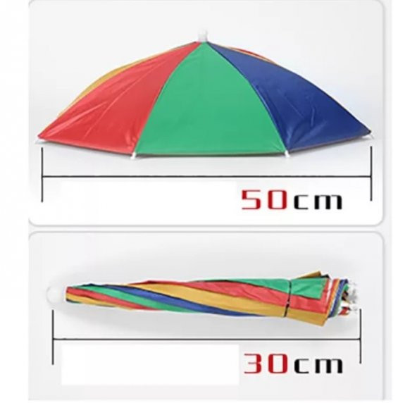 Dekoratif Şemsiye Şapka Şemsiye Lastikli Kafa Şemsiyesi  Yağmur Güneş Koruyucu Şemsiye - 8