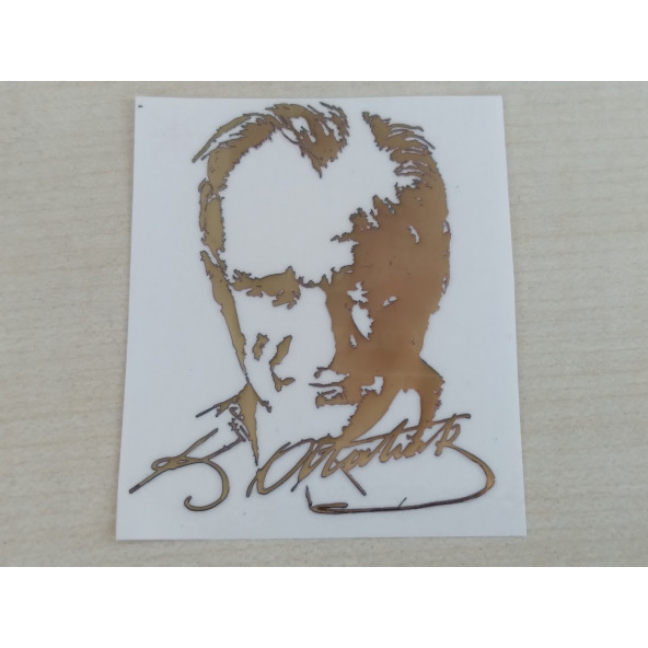 K. ATATÜRK STİCKER GOLD 6x4.5cm METALİK ATATÜRK SİLÜETİ STİCKER, ATATÜRK ETİKETİ, ATATÜRK ÇIKARTMASI