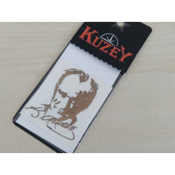 K. ATATÜRK STİCKER GOLD 6x4.5cm METALİK ATATÜRK SİLÜETİ STİCKER, ATATÜRK ETİKETİ, ATATÜRK ÇIKARTMASI - 2