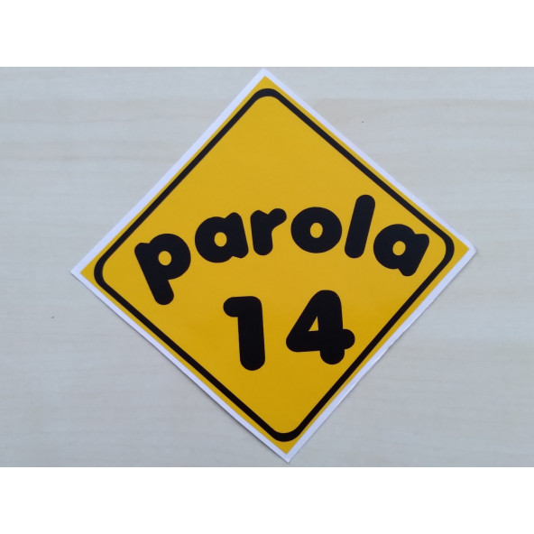 PLAKA 14 STİCKER SARI 11x11cm BOLU PLAKA STİCKER, PAROLA 14 PLAKA ETİKETİ, 14 PLAKA ÇIKARTMASI