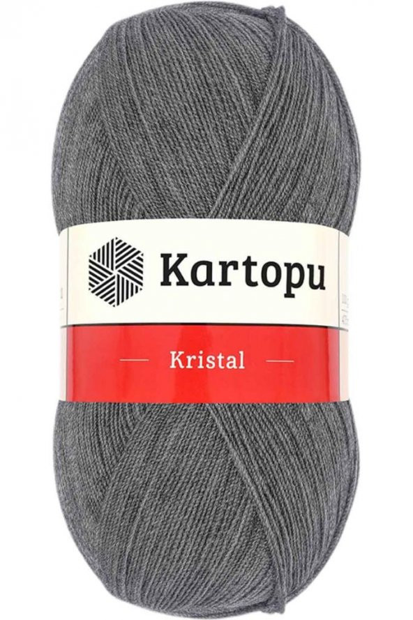 Kristal Çift Katlı El Örgü Lif İpi Orta Gri K1002