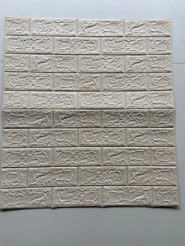 Çizgili Krem Yapışkanlı Dekoratif 3D Duvar Paneli NW96 4 ADET
