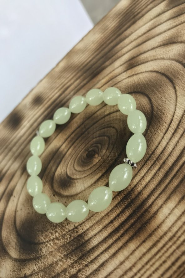 Gümüş Aparatlı Karanlıkta Parlayan Bay Bayan  Toz Kehribar Bileklik - 2