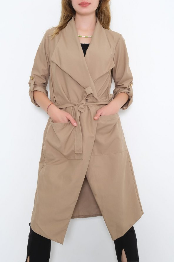 Kemerli Kimono Vizon - 9853.180. - 3