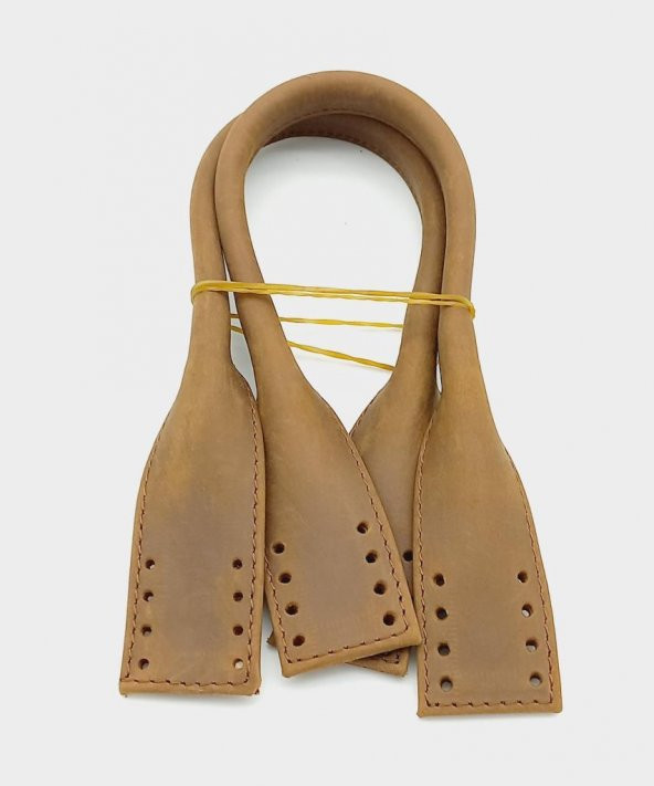 Angel Çanta Aksesuar Gerçek Deri Kısa Pelikan Model Çanta Sapı Crazy Koyu Taba Renk - Resim 1