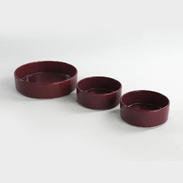 Keramika Mürdüm Stackable Salata/Çerez Seti 3 Parça - 2