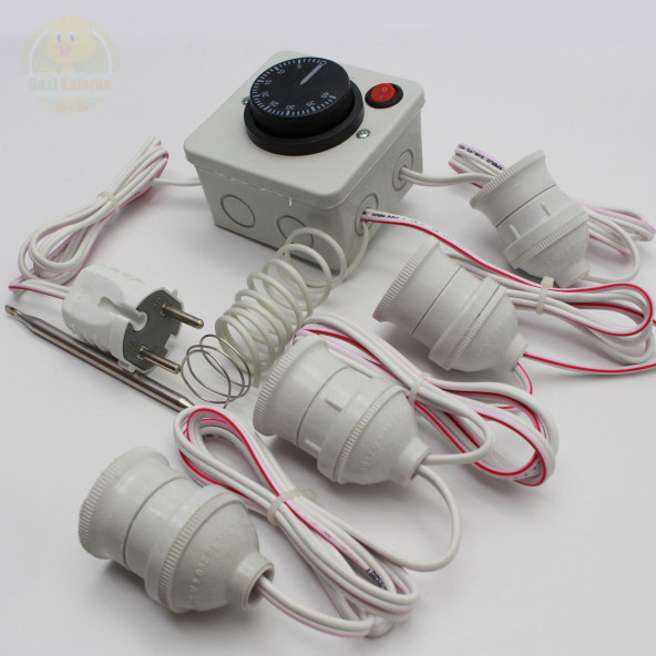 Termostat Kontrollü Düğmeli Yanan 1 Lamba 3 Sarkan Duyu Çıkışlı Seti Hayvan Köpek Isıtma Sistemi - 2