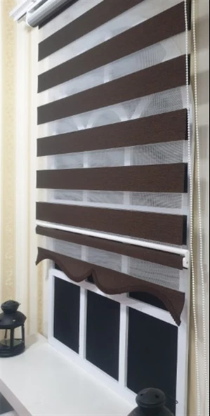 StorBurada Zebra Stor Perde Koyu Kahve Etek Dilimli ST 034  Kahverengi 170 x 260