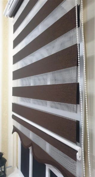 StorBurada Zebra Stor Perde Koyu Kahve Etek Dilimli ST 034  Kahverengi 130 x 200 - Resim 4