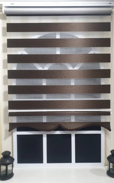StorBurada Zebra Stor Perde Koyu Kahve Etek Dilimli ST 034  Kahverengi 130 x 200 - Resim 2