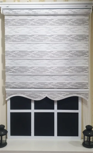 Zebra Stor Perde Efektli Etek Dilimli ST 033  Ekru 200 x 200 - 4