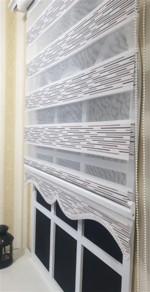 Zebra Stor Perde Efektli Etek Dilimli ST 033  Ekru 130 x 260 - 5